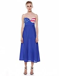 Strapless Illusion Pleated Off the Shoulder Polyester Midi Dress 