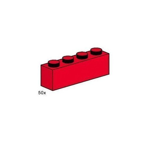 Lego Building Accessories 1 x 4 Red Bricks, Bulk - 50 Pieces per Package