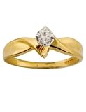 10K Gold 2 Tone Round Cut 0.12 Carat. Diamond Solitaire