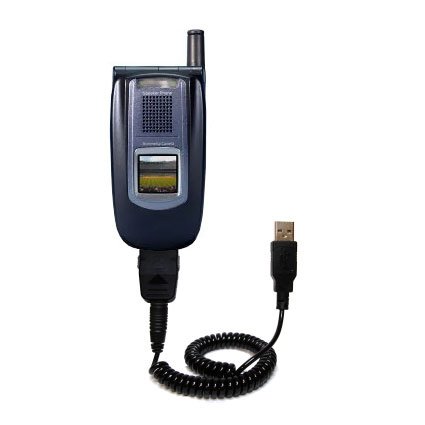 Coiled USB Cable for the Sanyo SCP-5500 / SCP 5500 with Power Hot Sync and Charge capabilities - uses Gomadic TipExchange Technology