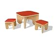Eco-friendly Kid's Project Table Set with 2 Stools in Cherry Finish