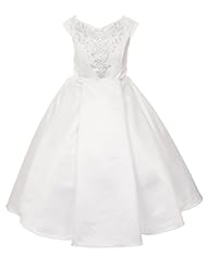 Girls Polyester/Satin Applique   Pleated Flower-Girl Dress/Wedding Dress  With a Bow(s) and Rhinestones and a Sash 