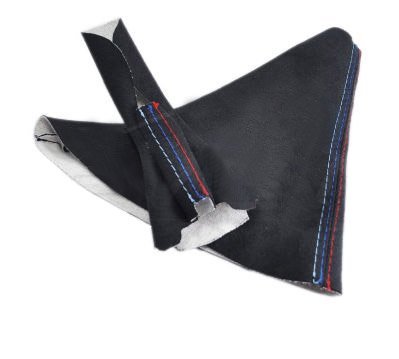 Bimmian MSBX3MKUY Custom Alcantara Shift Boot and Handbrake Boot Set- For X3 E83- 2pcs- Manual Transmission- Black Alcantara- Blue Stitch