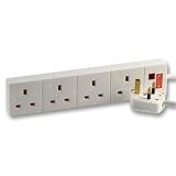13 Amp 4 Way Surge Protected Power Extension Cable - 8 Metres