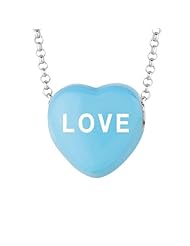 Sterling Silver 14mm Blue enamel Sweethearts LOVE Heart Pendant