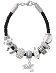 Silver "Hit Like a Girl" with Enamel Volleyball on a White Love & Luck Beaded...