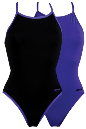 Dolfin All Poly Reversible Solid Swimsuit Outside: BLACK, Inside: PURPLE 22