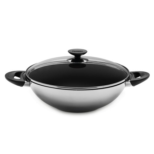 Berndes 63982 Edelstahl Wok mit Glasdeckel antihaftversiegelt 32 cm