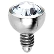 Grade 23 Solid Titanium Internally Threaded Clear Gem 3MM Dermal Ball Top
