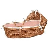 Pink Waffle Honey Moses Basket with Hood