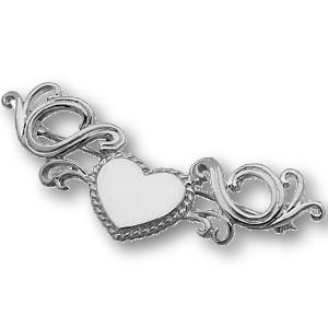 Heart Brooch 14K White Gold