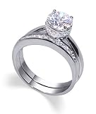 Tarnish Free Rhodium Plated Sterling Silver Band Clear Brilliant Cut Cubic Zirconia Ring
