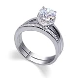 Tarnish Free Rhodium Plated Sterling Silver Band Clear Brilliant Cut Cubic Zirconia Ring Size 10