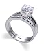 Jewelry : Tarnish Free Rhodium Plated Sterling Silver Band Clear Brilliant Cut Cubic Zirconia Ring