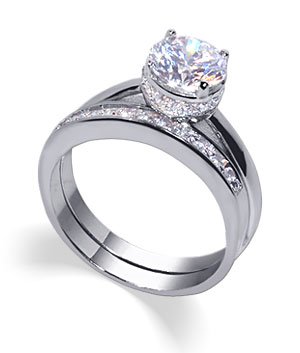 Tarnish Free Rhodium Plated Sterling Silver Band Clear Brilliant Cut Cubic Zirconia Ring