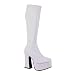 SLICK 5 Inch Platform Knee Boots White Stretch Patent Demonia