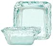 Spanish Recycled Textured Glass Small Square Vegetable Bowl 7"Dx2.5"H Set/2