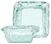 Spanish Recycled Textured Glass Small Square Vegetable Bowl 7"Dx2.5"H Set/2