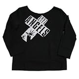 LOST CITY ANGELS - Cross - Black Girls Boatneck Sweatshirt