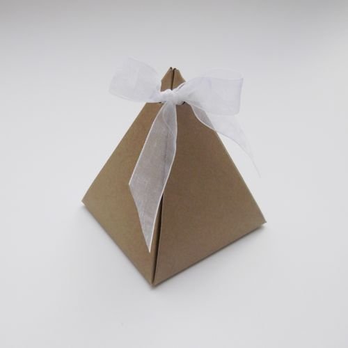 Buy Cheap 60 x Kraft Pyramid Wedding Favour Boxes Cake Boxes Deals