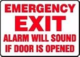 EMERGENCY EXIT ALARM WILL SOUND IF DOOR IS OPENED 10