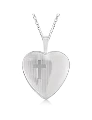 Heart Shaped Religious Hand Engraved Locket Necklace Sterling Silver