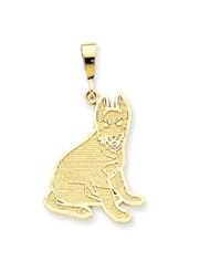 14k Gold German Shepherd Pendant