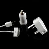 3 in 1 charger(USB mains, mini car charger and usb dock cable) kit for Apple iPhone 4 4S, 3G 3GS, iPod, white- Brand New Guide