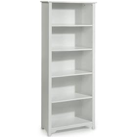 Oxford 24 Inch White Five - Shelf Open Bookcase, FIVE-SHELF 24W, WHITE