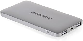 Herokin 5000mah Lithium Polymer Ultra-thin Aluminum Alloy Dual-port Backup External Battery Chargers Power Bank Charger for Iphone 6, 5s 5, 4s 4, Ipod, Ipad Air, Ipad Mini, Ipad 4 3 2, Samsung Galaxy S5 S4 Note 4 Note 3 Tab 2, Sony, Htc, Blackberry and Most USB Devices (grey)