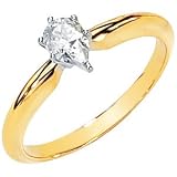 14K White Gold Created Moissanite Solitaire Engagement Ring