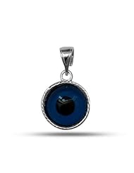 Sterling Silver Rhodium Plated Greek Meandros Evil Eye
