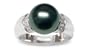 Size 7 18K white gold Trina Black Tahitian south sea cultured pearl and diamond ring