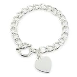 Heart Tiffany Style Bracelet, Heart Pendant on charm bracelet with T Bar finish, arrives in a pretty gift bag making this the perfect present.