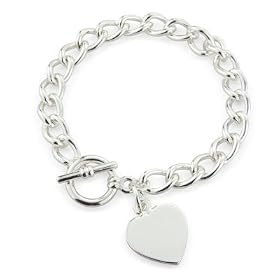 Heart Tiffany Style Bracelet, Heart Pendant on charm bracelet with T Bar finish, arrives in a pretty gift bag making this the perfect present.