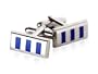 Rectangular Blue Enamel Silver Cufflinks with Gift Box