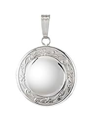 Sterling Silver Round Locket with Floral Design