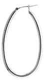 1 X 1 3/4 ( 25mm X 45mm ) Sterling Silver Medium Thick Long Oval Italian Hoop Earrings