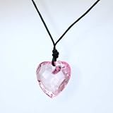 Pink Faceted Plastic Heart Pendant on a 22 Cord
