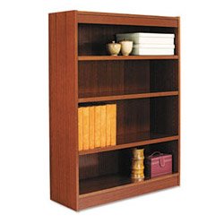 Alera Wood Veneer 4-Shelf Square Corner Bookcase, Finished Back, 36 x 12 x 48, Cherry... by Alera