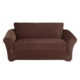 Stretch Pique 3-pc. Sofa Slipcover - Chocolate