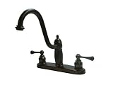Elements of Design EB1115BLLS Heritage 8 Twin Brass Lever Handle Kitchen Faucet, Oil Rubbed Bronze