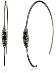 Shaesby "Flamenco" Sterling Silver Blue Sapphire Tiny Bling Hoop Earrings