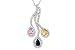 1 5/8 Carat Multi gemstone and Diamond 14K White Gold Pendant w/Chain