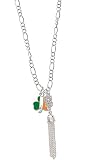 2-D Irish Flag Shamrock Initial -S- Tassel Necklace