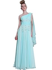 Cocktail Floor Length One Shoulder Pleated Lace Applique   Draped Chiffon Evening Dress/Homecoming Dress/Prom Dress/Wedding Party Dress  With a Bow(s) and Rhinestones