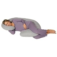 Snoogle Chic Jersey - Snoogle Total Body Pregnancy Pillow with Jersey Knit Easy on-off Zippered Cover - Heather Gray