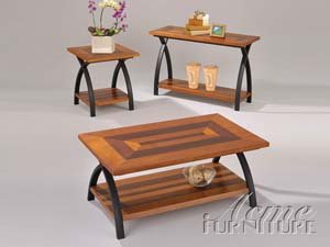 New Design Walnut Finish Coffee Table Set Acs108437 108438 108439