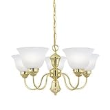 Thomas Lighting SL8010-1 Whitmore - Five Light Chandelier, Polished Brass Finish with Etched Glass