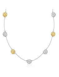 14K Yellow Gold & Sterling Silver 32" Reticulated Disc Station Necklace